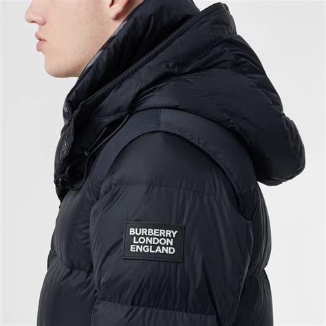 detachable sleeve hooded puffer jacket